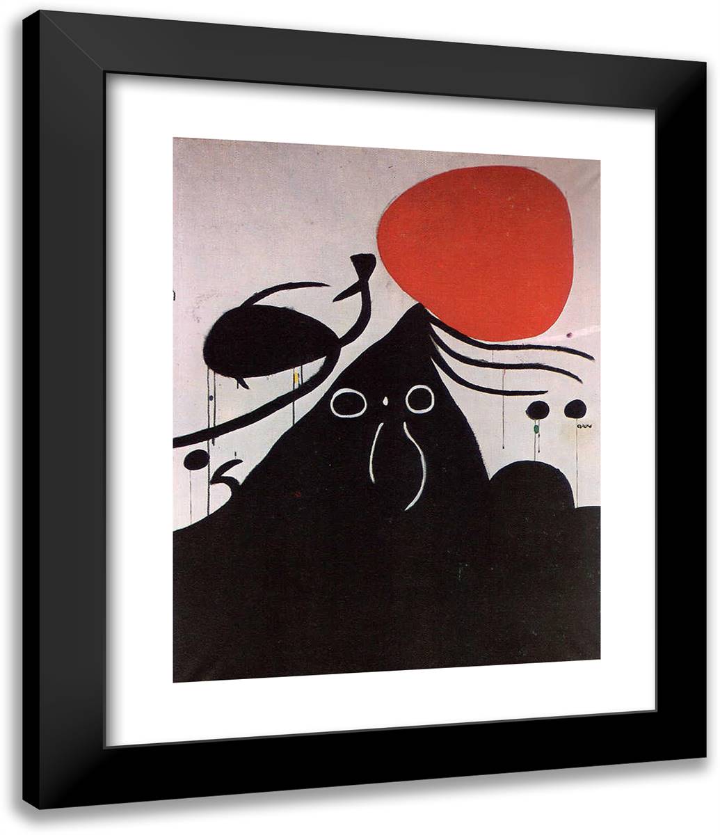 Woman in Front of the Sun I 20x24 Black Modern Wood Framed Art Print Poster by Miro, Joan