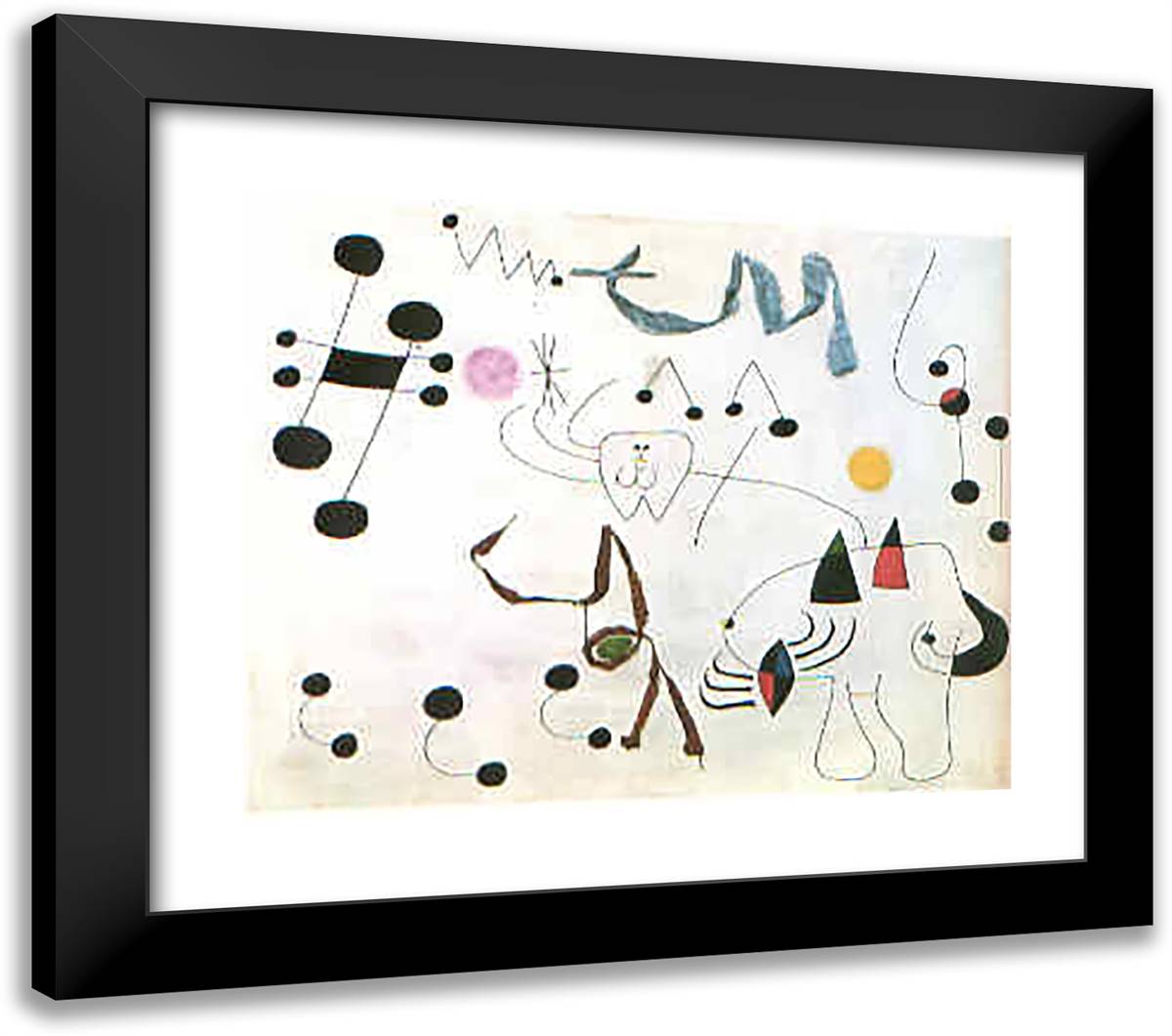 Women Sonando Evasion 23x20 Black Modern Wood Framed Art Print Poster by Miro, Joan