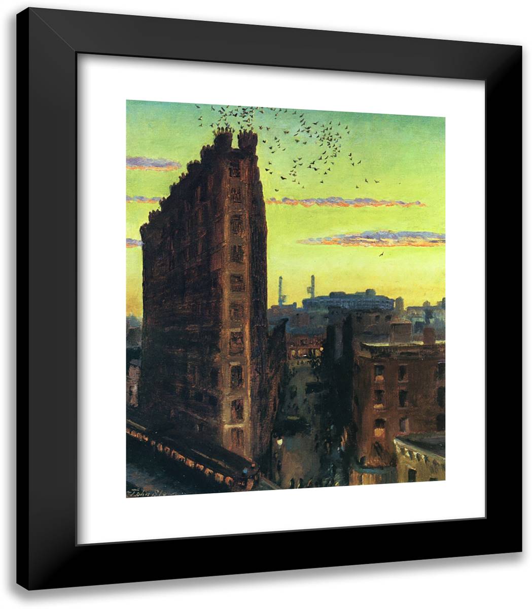 Cornelia Street 20x23 Black Modern Wood Framed Art Print Poster by Sloan, John French