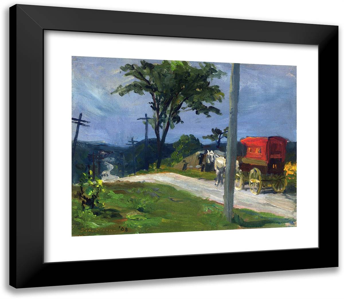 Country Road 23x20 Black Modern Wood Framed Art Print Poster by Sloan, John French