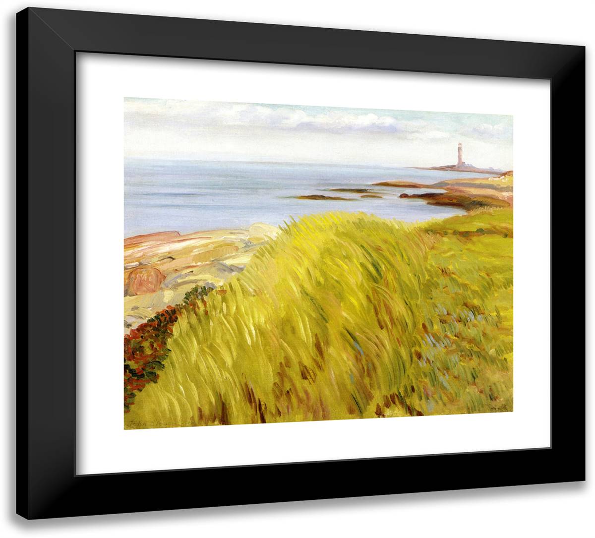 Grassy Dunes, Gloucester 22x20 Black Modern Wood Framed Art Print Poster by Sloan, John French