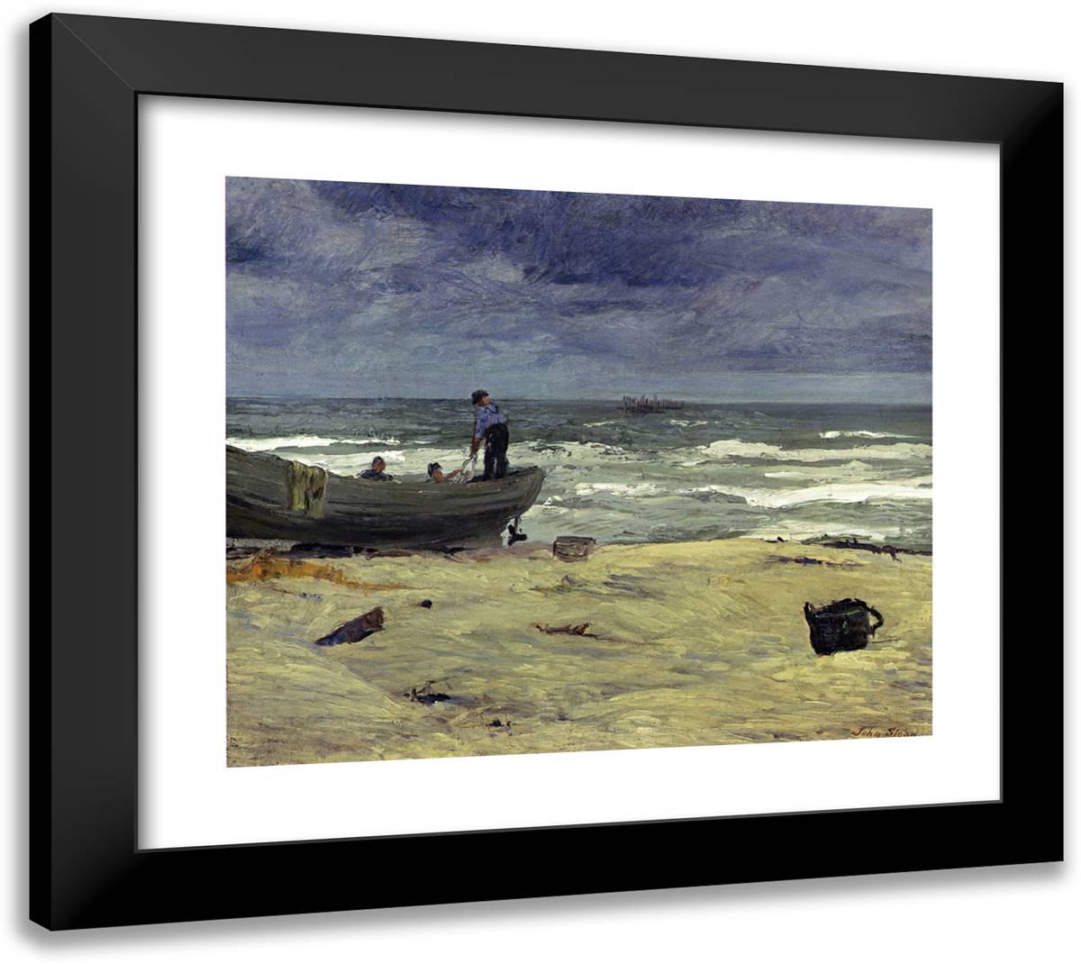 Gray Day, Jersey Coast 22x20 Black Modern Wood Framed Art Print Poster by Sloan, John French