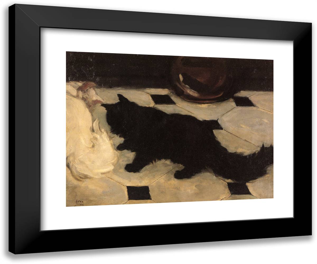 Green's Cat 24x20 Black Modern Wood Framed Art Print Poster by Sloan, John French