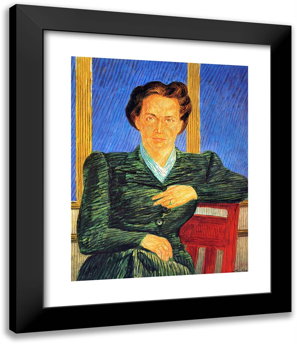 Helen in Green Suit 20x24 Black Modern Wood Framed Art Print Poster by Sloan, John French