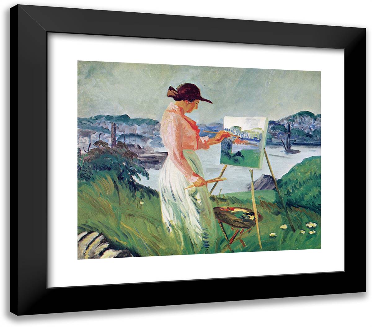 Helen Taylor Sketching 23x20 Black Modern Wood Framed Art Print Poster by Sloan, John French