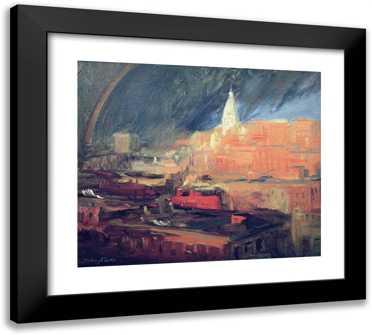 Rainbow, New York City 22x20 Black Modern Wood Framed Art Print Poster by Sloan, John French