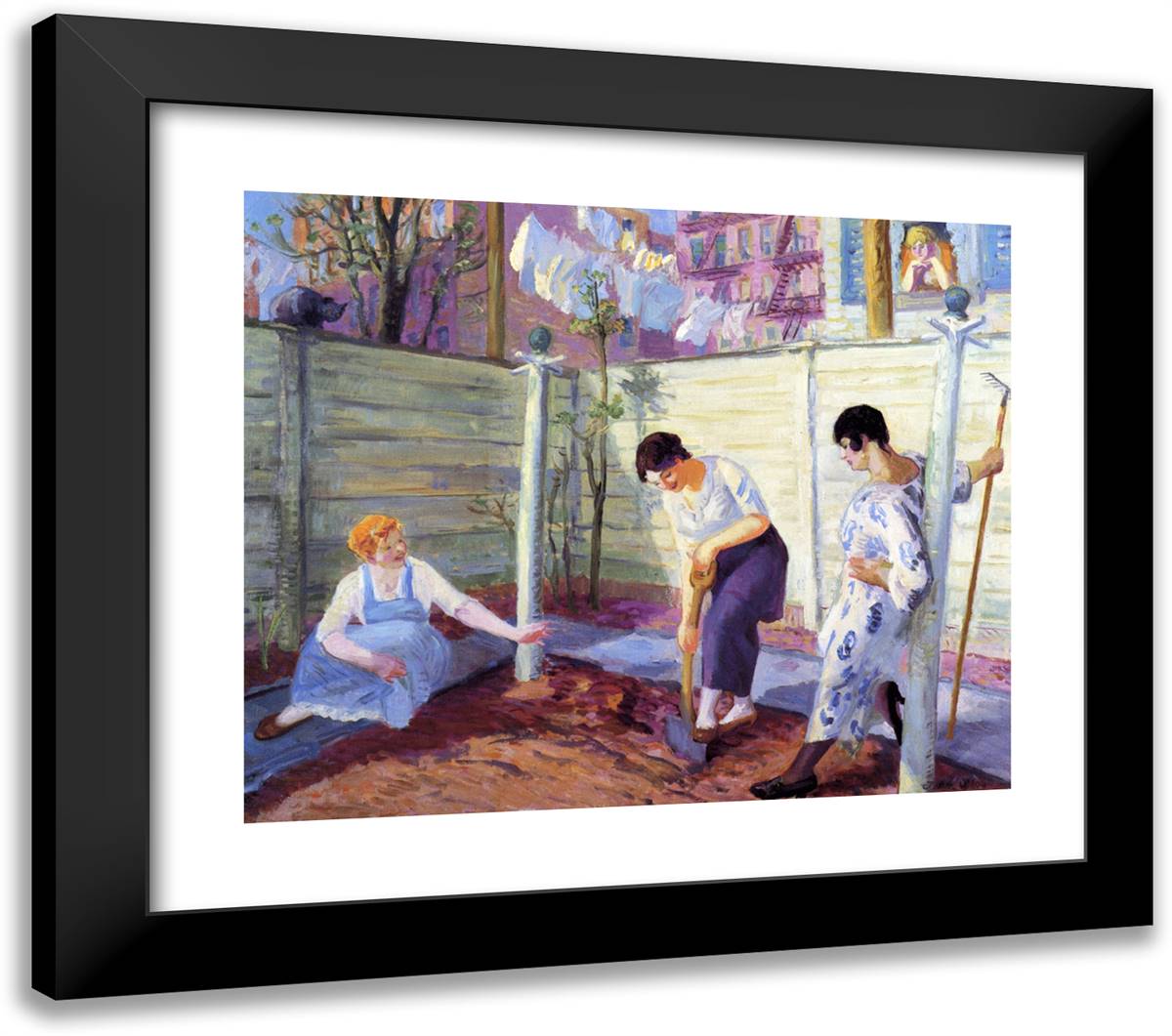 Spring Planting, Greenwich VIllage 23x20 Black Modern Wood Framed Art Print Poster by Sloan, John French