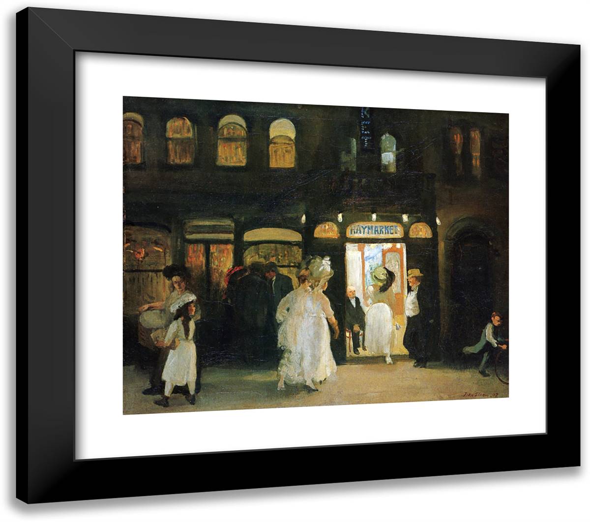 The Haymarket 23x20 Black Modern Wood Framed Art Print Poster by Sloan, John French