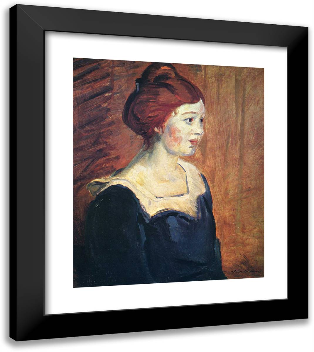 The New Blue Dress 20x23 Black Modern Wood Framed Art Print Poster by Sloan, John French