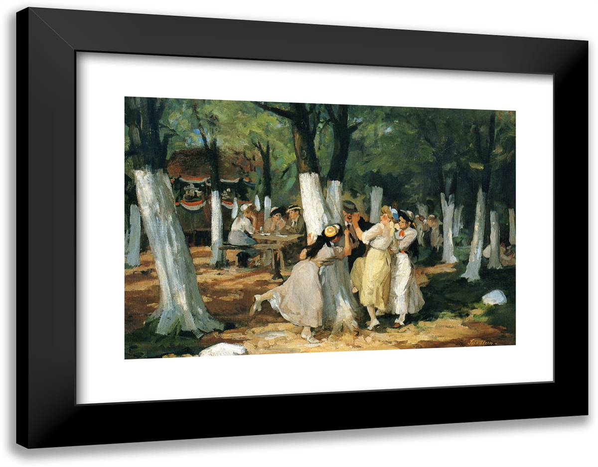 The Picnic Grounds 24x19 Black Modern Wood Framed Art Print Poster by Sloan, John French
