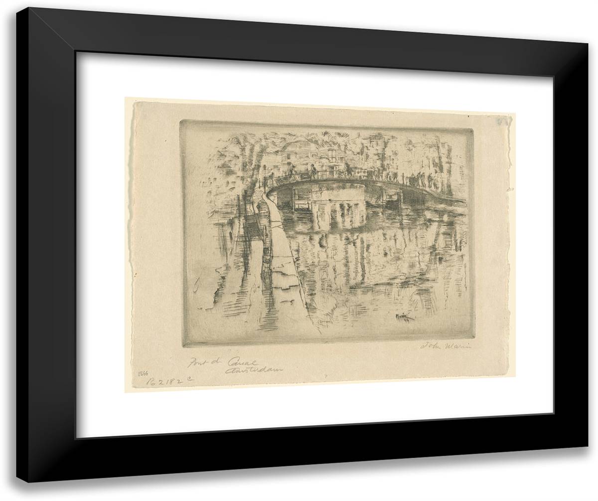 Bridge Over Canal, Amsterdam 24x20 Black Modern Wood Framed Art Print Poster by Marin, John
