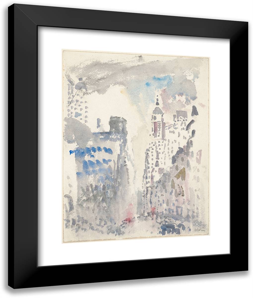 Buildings 20x24 Black Modern Wood Framed Art Print Poster by Marin, John