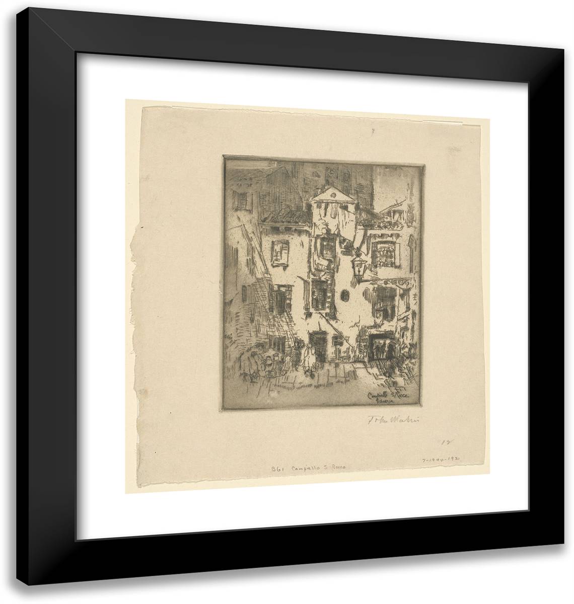 Campiello San Rocco 20x21 Black Modern Wood Framed Art Print Poster by Marin, John