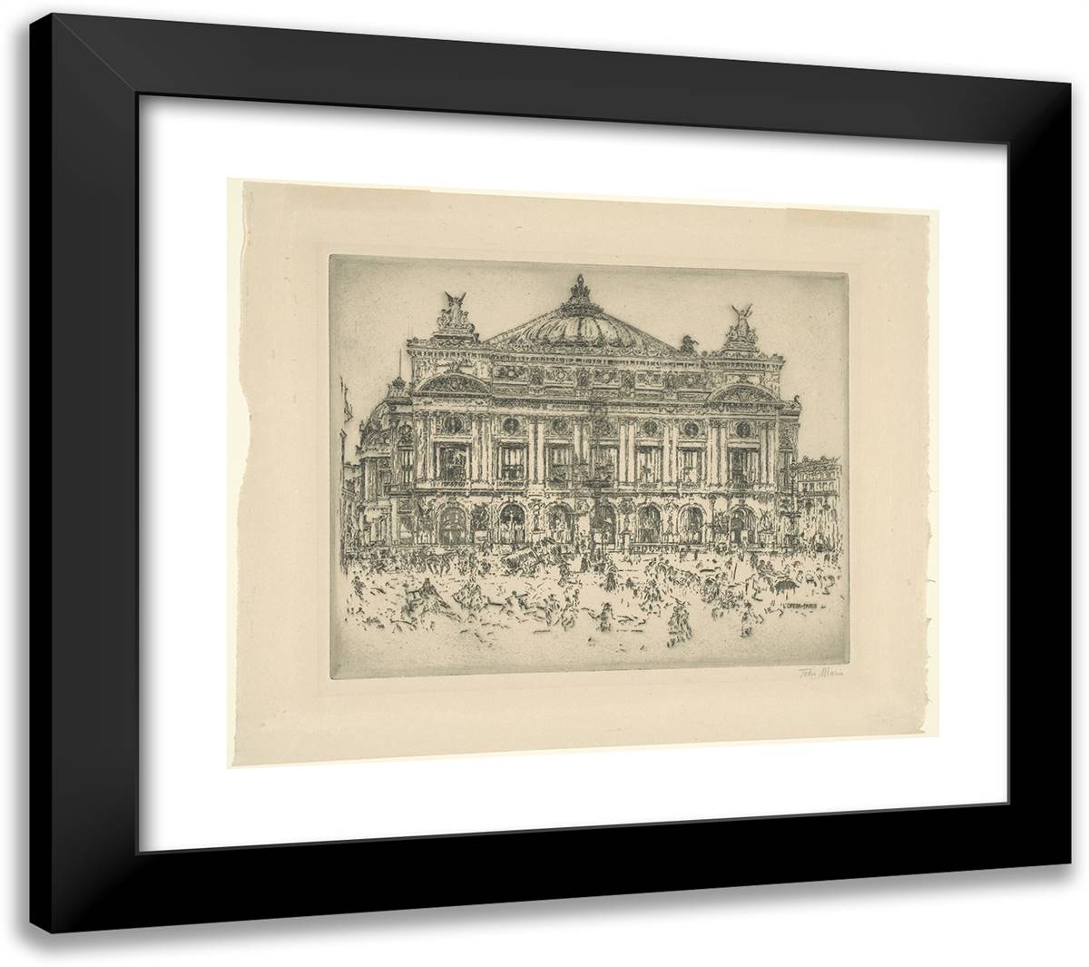 L'Opera, Paris 23x20 Black Modern Wood Framed Art Print Poster by Marin, John