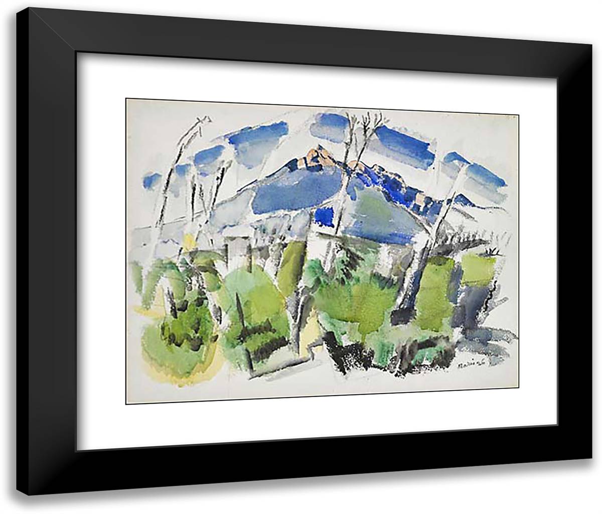 Mt. Chocorua No. 1 24x20 Black Modern Wood Framed Art Print Poster by Marin, John