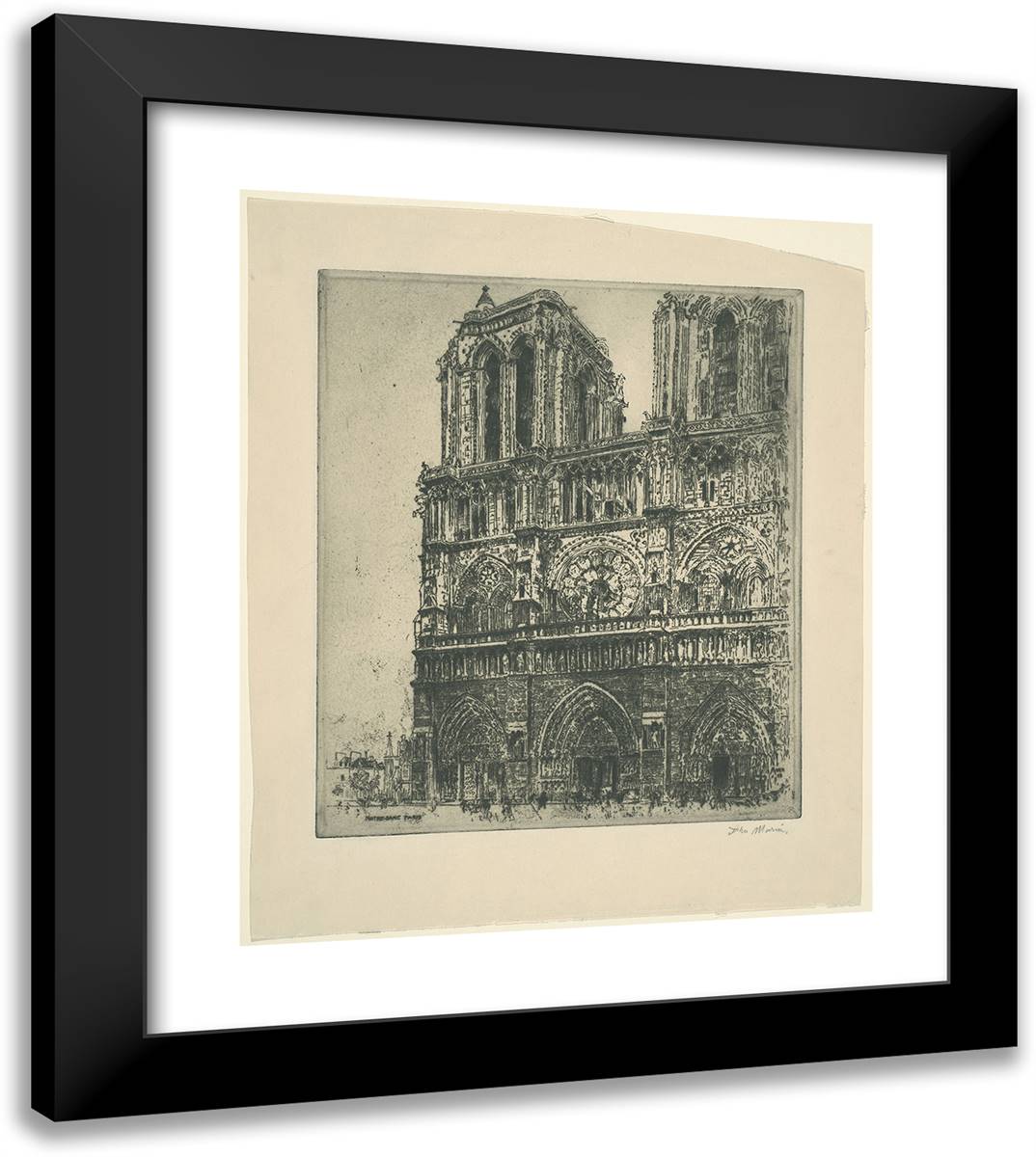 Notre Dame 20x23 Black Modern Wood Framed Art Print Poster by Marin, John