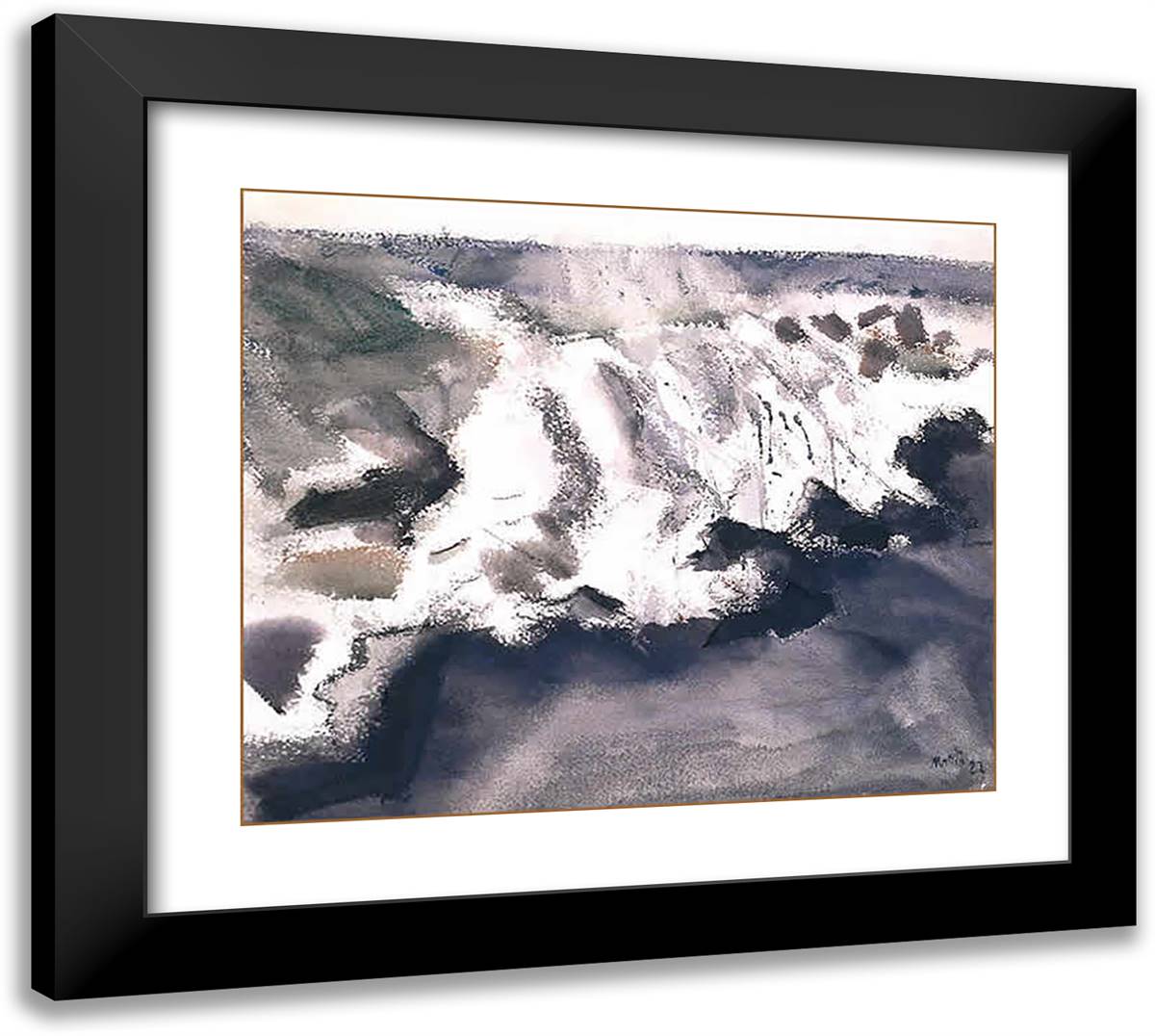 Off York Island 22x20 Black Modern Wood Framed Art Print Poster by Marin, John