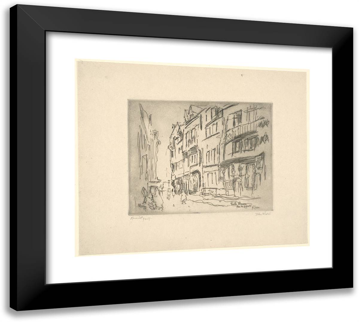 Old House, Rue Des Arpents, Rouen, I 22x20 Black Modern Wood Framed Art Print Poster by Marin, John