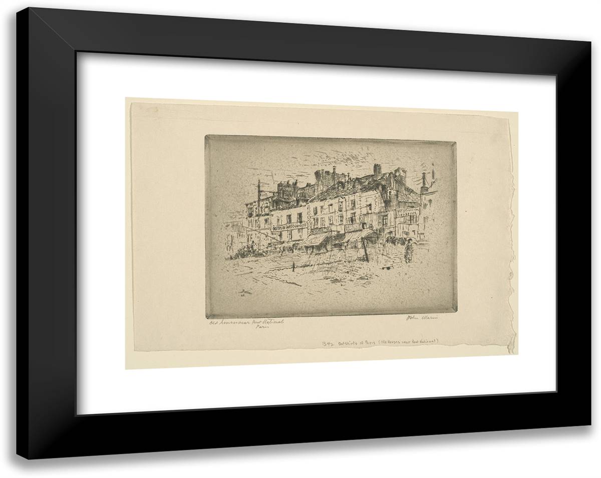 Old Houses Near Pont Nationale 24x19 Black Modern Wood Framed Art Print Poster by Marin, John