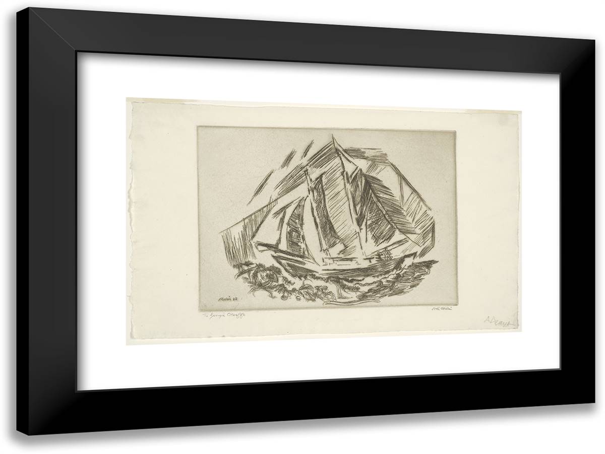 Sailboat 24x18 Black Modern Wood Framed Art Print Poster by Marin, John