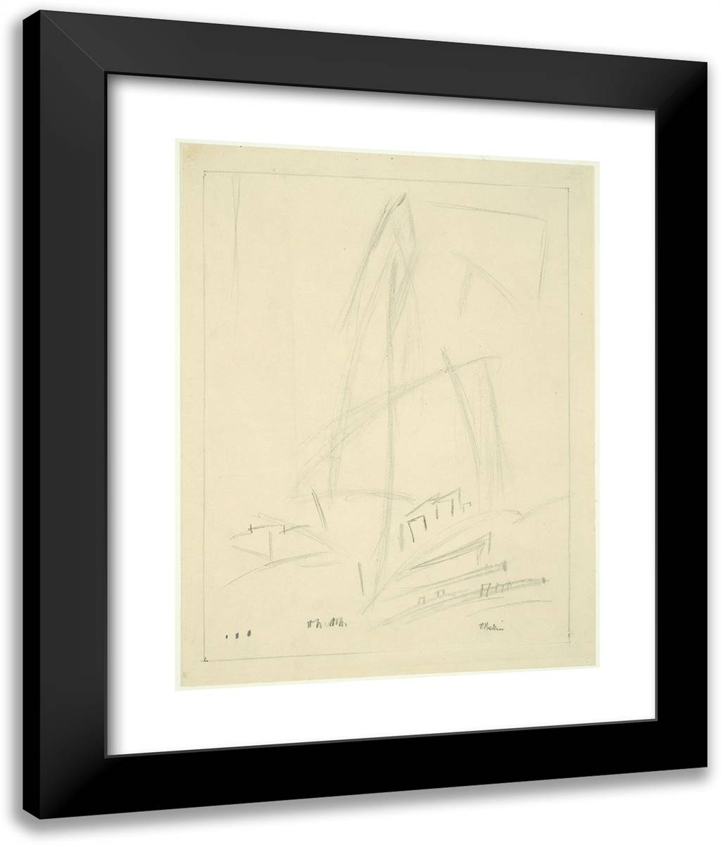 Sketch of Lower Manhattan 20x24 Black Modern Wood Framed Art Print Poster by Marin, John