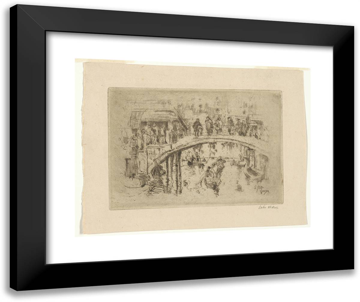 The Bridge, Venice 24x20 Black Modern Wood Framed Art Print Poster by Marin, John