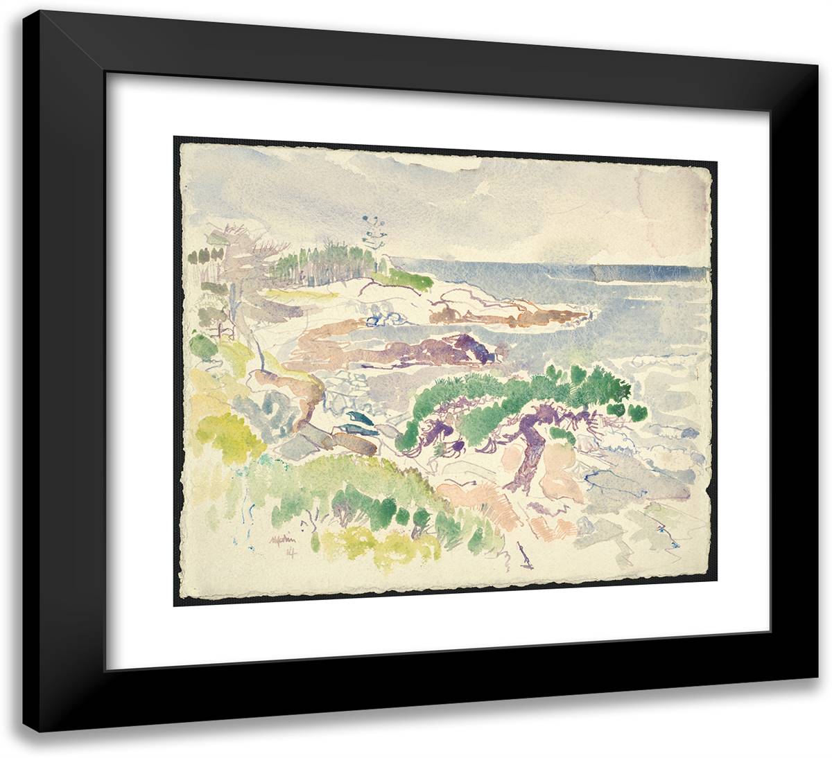 The Little Tree, Maine 22x20 Black Modern Wood Framed Art Print Poster by Marin, John