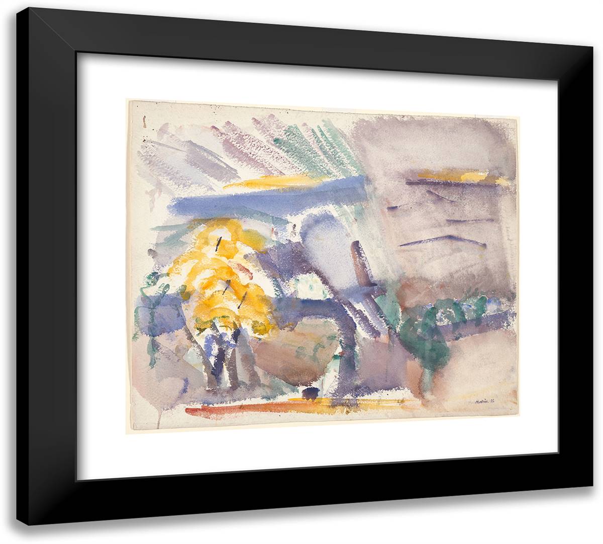Tree and Mountain Forms, Delaware River Country 22x20 Black Modern Wood Framed Art Print Poster by Marin, John