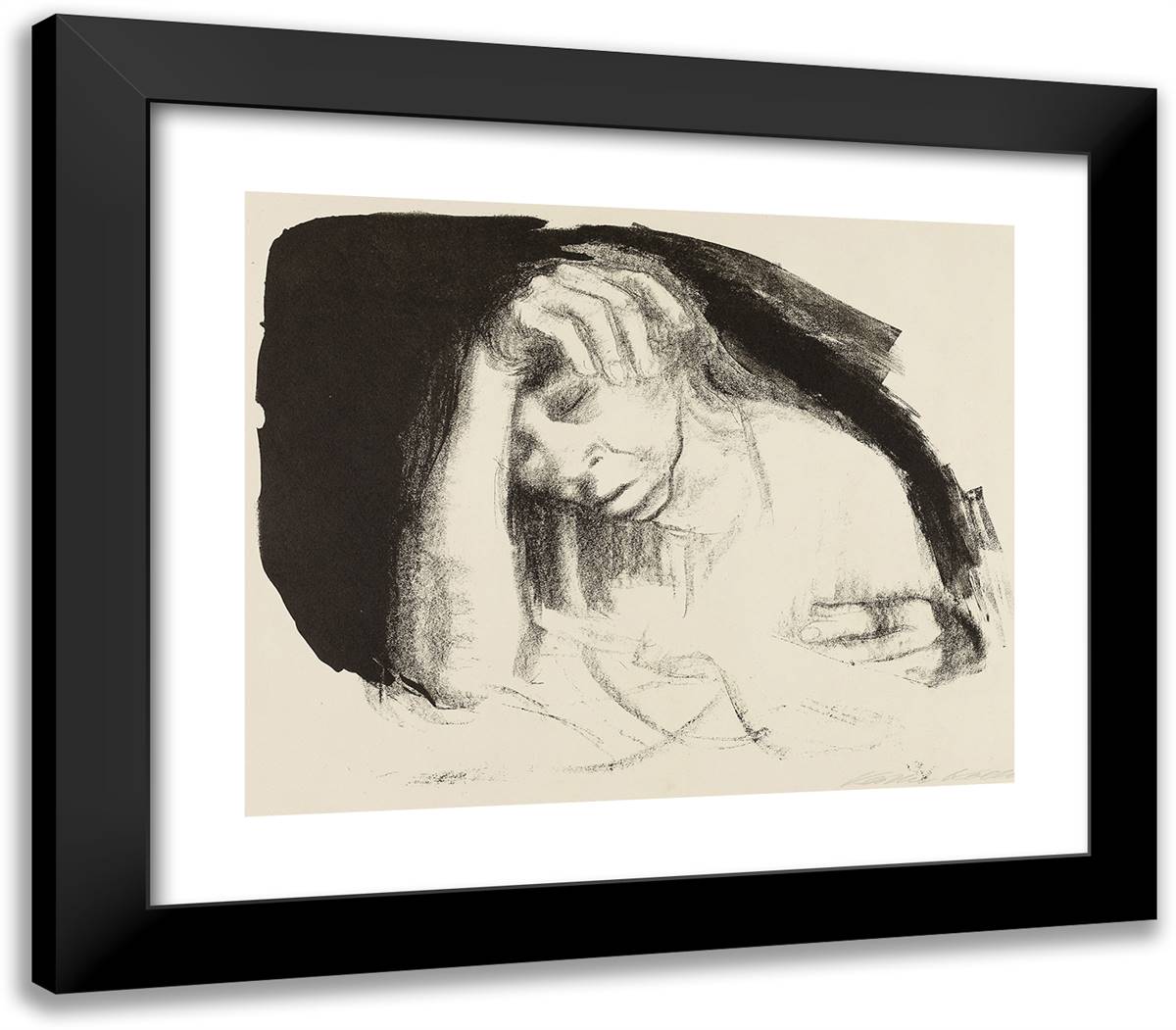 Cottage Industry 23x20 Black Modern Wood Framed Art Print Poster by Kollwitz, Kathe