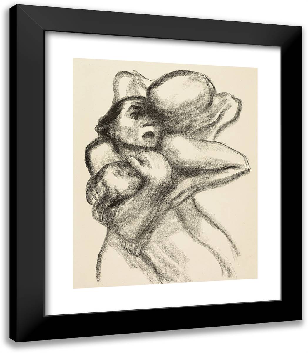 Death Attacks a Woman 20x23 Black Modern Wood Framed Art Print Poster by Kollwitz, Kathe