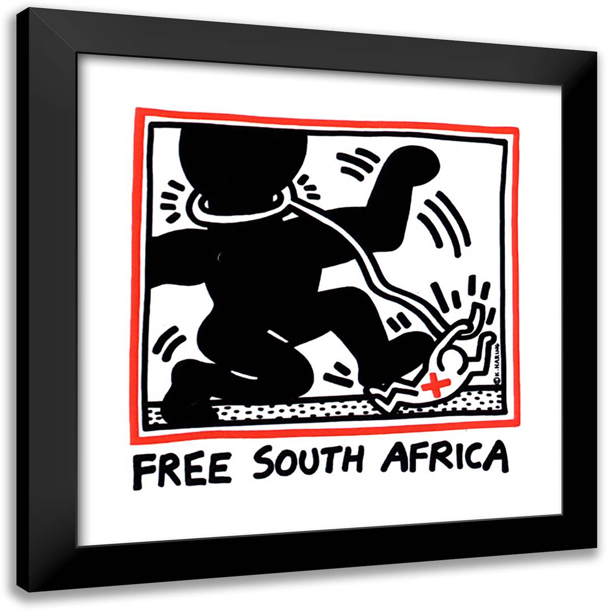 Free South Africa 20x20 Black Modern Wood Framed Art Print Poster by Haring, Keith