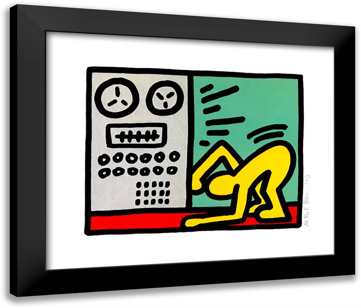Pop Shop III 24x20 Black Modern Wood Framed Art Print Poster by Haring, Keith
