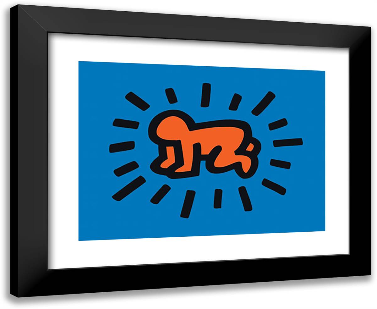 Radiant Baby (From Icons Series) 24x20 Black Modern Wood Framed Art Print Poster by Haring, Keith