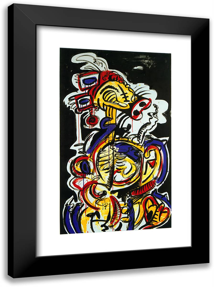 Red-Yellow-Blue No.15 17x24 Black Modern Wood Framed Art Print Poster by Haring, Keith