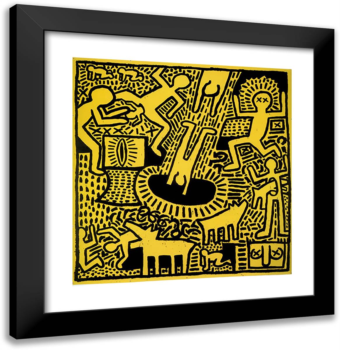 Untitled II 20x21 Black Modern Wood Framed Art Print Poster by Haring, Keith