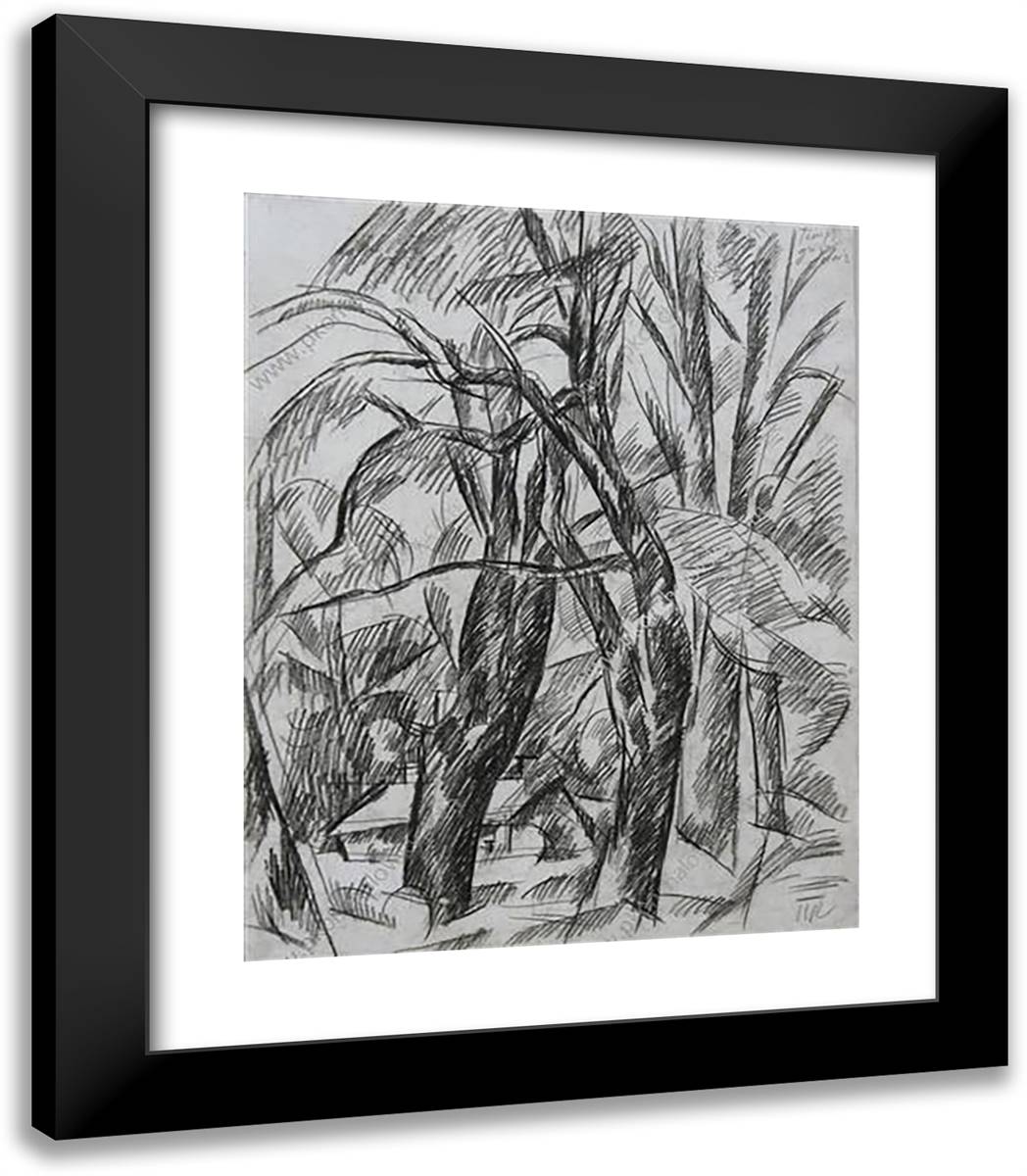 Abramtsevo. the Trees. 20x23 Black Modern Wood Framed Art Print Poster by Konchalovsky, Piotr
