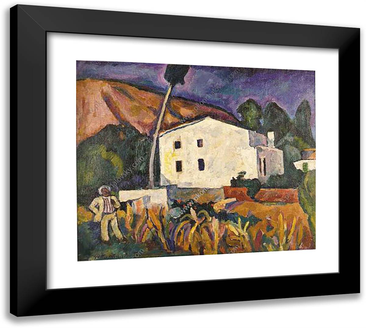 House of Bullfighting Amateur 22x20 Black Modern Wood Framed Art Print Poster by Konchalovsky, Piotr