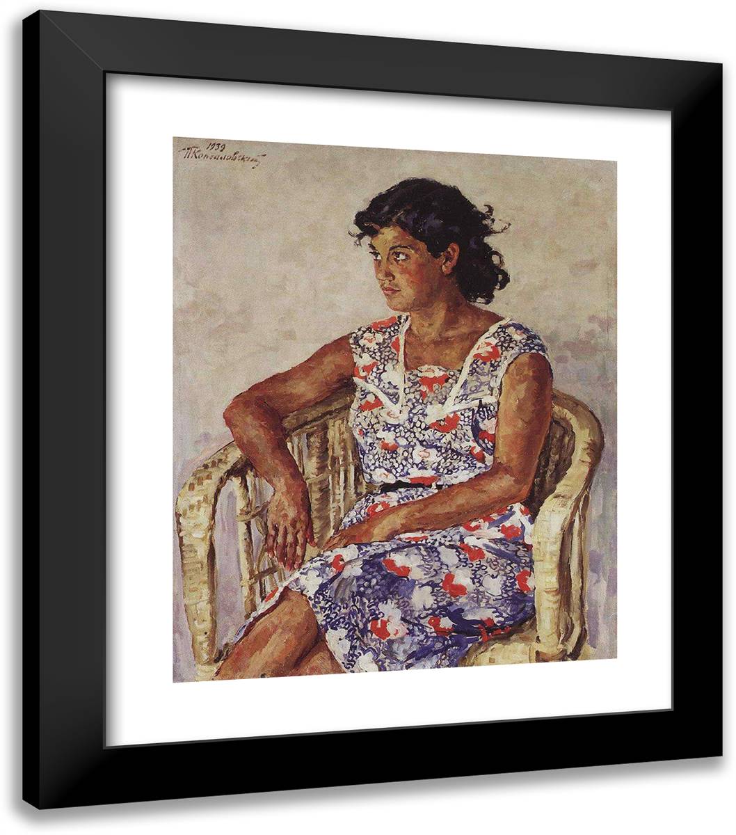 Portrait of a Spanish Girl Blasphemes Hulita Perikaccho 20x23 Black Modern Wood Framed Art Print Poster by Konchalovsky, Piotr