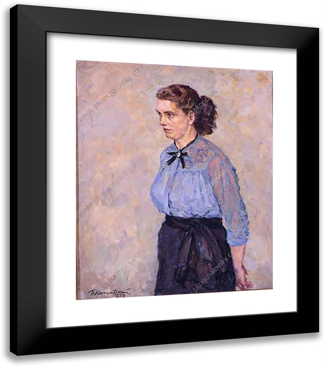 Portrait of Albina Feliksovna Zhukova 20x23 Black Modern Wood Framed Art Print Poster by Konchalovsky, Piotr