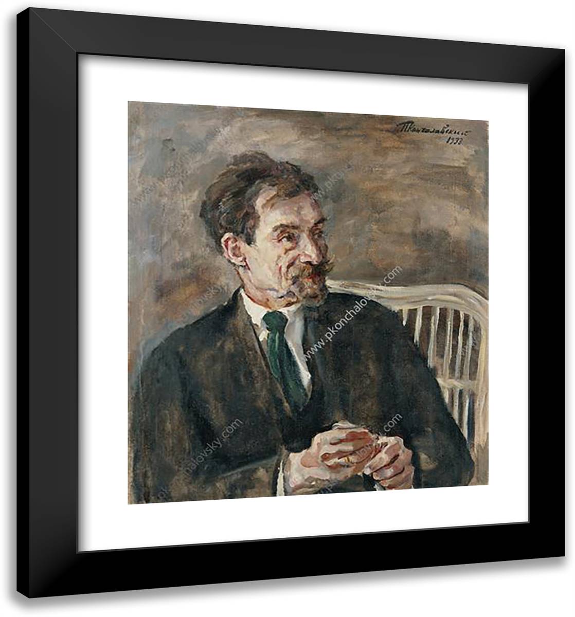 Portrait of an Art Critic V. A. Nikolsky 20x22 Black Modern Wood Framed Art Print Poster by Konchalovsky, Piotr