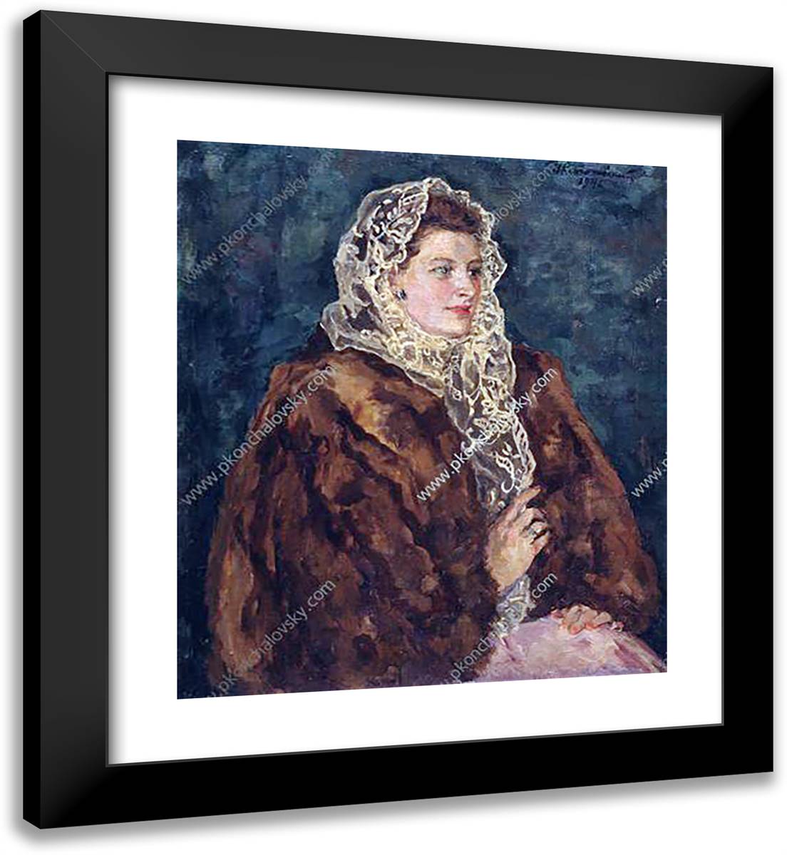 Portrait of Angelina Borisovna Kemenova 20x22 Black Modern Wood Framed Art Print Poster by Konchalovsky, Piotr