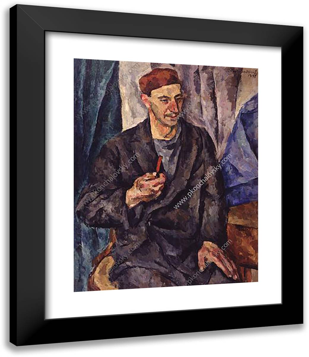 Portrait of Artist Herman Vasilyevich Fyodorov 20x23 Black Modern Wood Framed Art Print Poster by Konchalovsky, Piotr