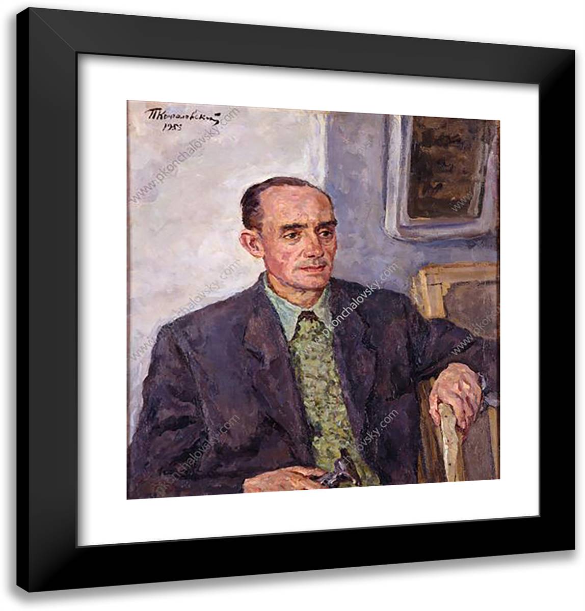 Portrait of Boris Nikolayevich Yakovlev 20x21 Black Modern Wood Framed Art Print Poster by Konchalovsky, Piotr