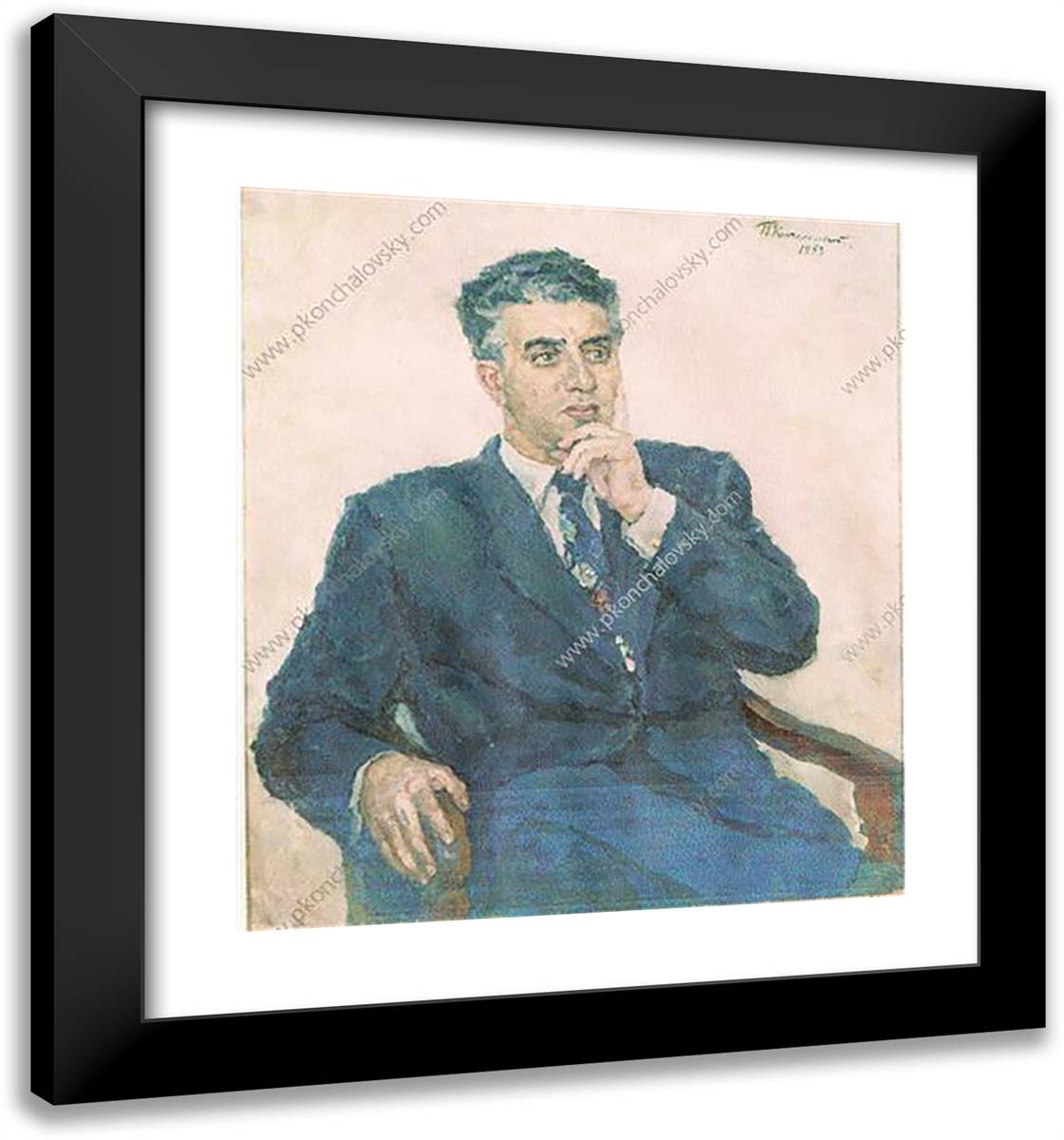 Portrait of Composer Aram Khachaturian 20x21 Black Modern Wood Framed Art Print Poster by Konchalovsky, Piotr