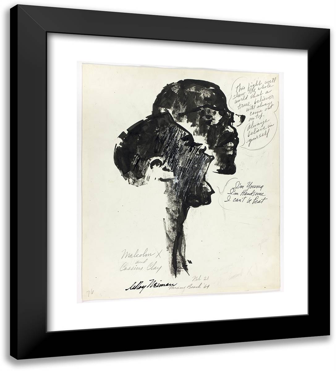 Malcolm X and Cassius Clay 20x22 Black Modern Wood Framed Art Print Poster by Neiman, LeRoy