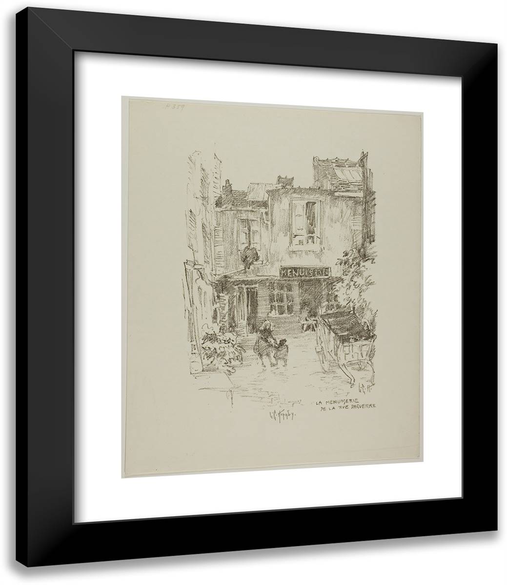 The Carpenter Shop of the Rue Daguerre 20x24 Black Modern Wood Framed Art Print Poster by Hornby, Lester