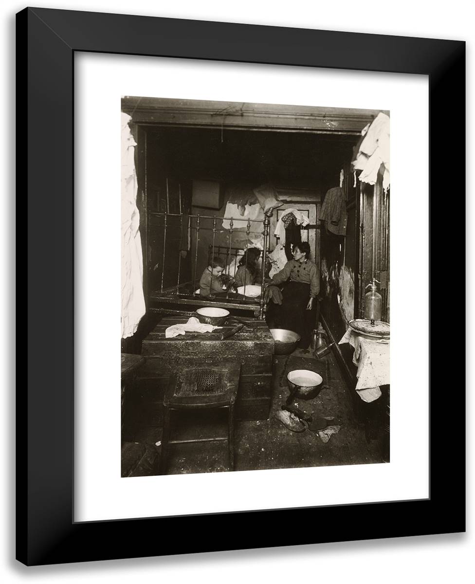 A Rear Tenement Bedroom, Ny East Side 19x24 Black Modern Wood Framed Art Print Poster by Hine, Lewis Wickes