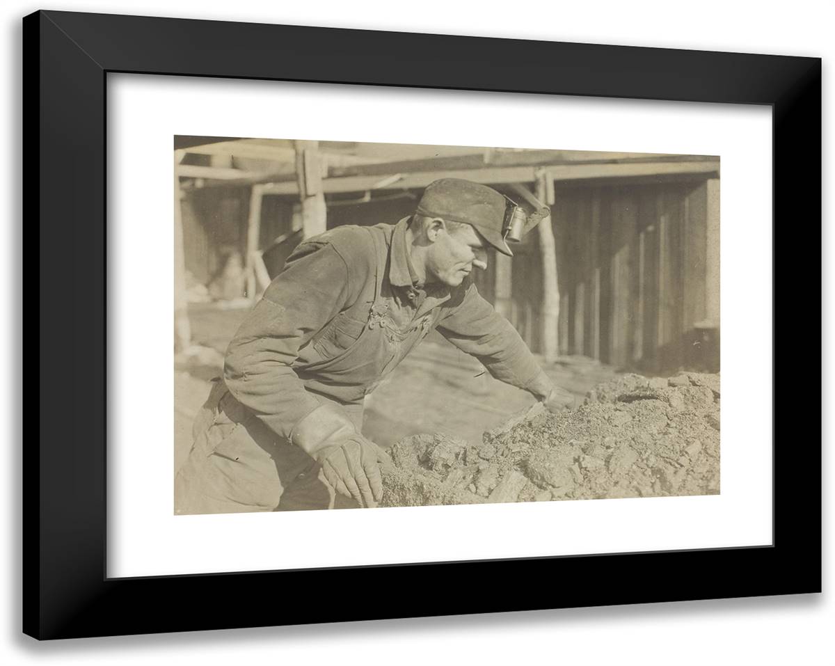 Brakeman on Coal Train, Pennsylvania 24x19 Black Modern Wood Framed Art Print Poster by Hine, Lewis Wickes