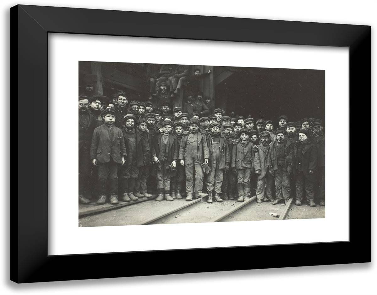 Breaker Boys 24x19 Black Modern Wood Framed Art Print Poster by Hine, Lewis Wickes