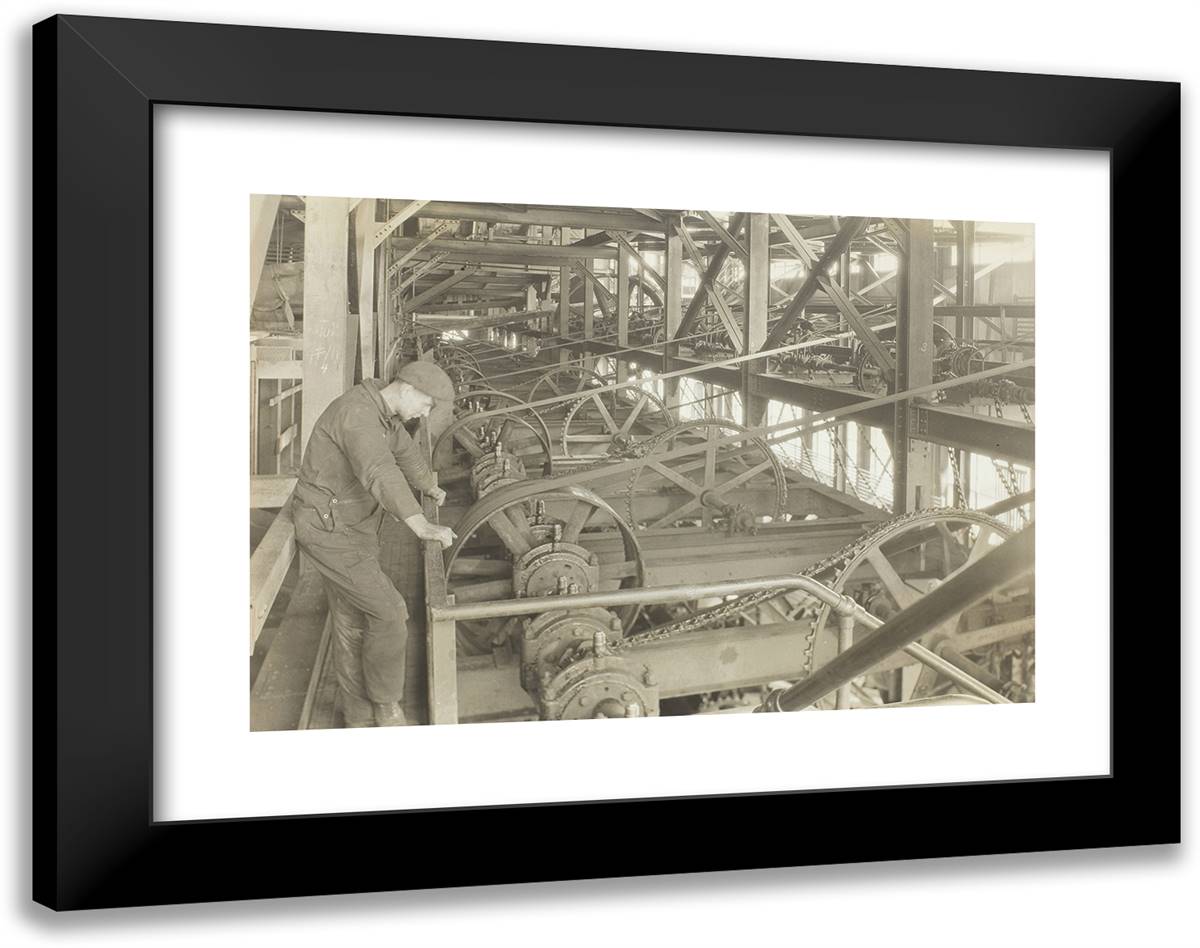 Breaker Boys Are No Longer Needed, This Is a Modern Breaker 24x19 Black Modern Wood Framed Art Print Poster by Hine, Lewis Wickes